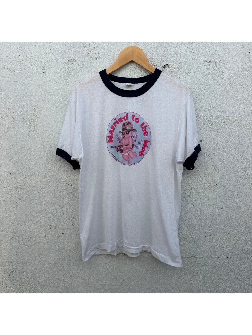90s Married To The Mob Graphic Print Ringer Tshirt